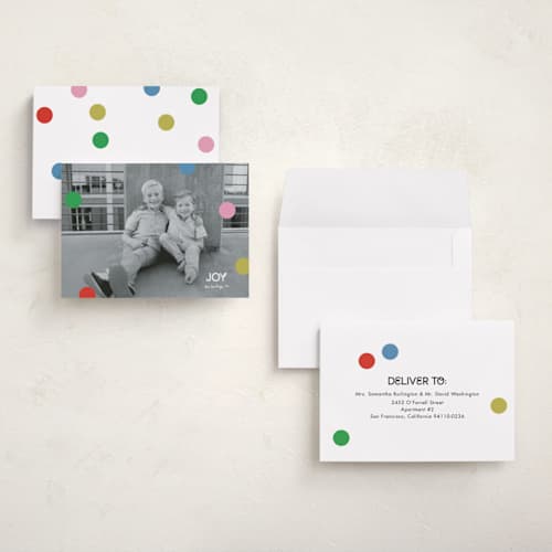 This is a gumdrop petite holiday cards with standard by Morgan Kendall called joie de vivre printing on signature in petite