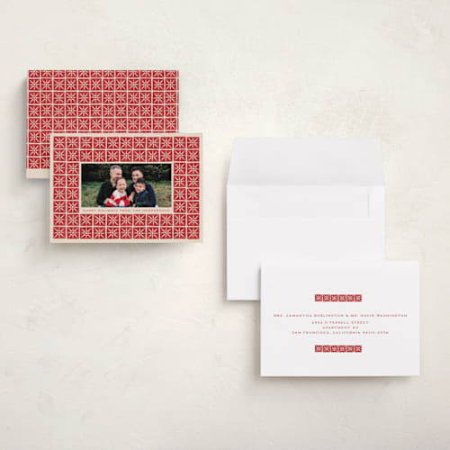 This is a poinsettia petite holiday cards with standard by Katharine Watson called stamped blocks printing on signature in petite