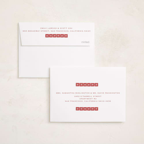 This is a poinsettia petite holiday cards with standard by Katharine Watson called stamped blocks printing on signature in petite