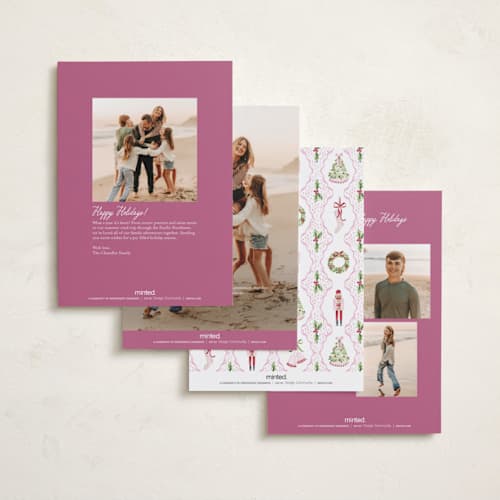 This is a powder petite holiday cards with standard by Sarah Knight called patterned icons printing on signature in petite
