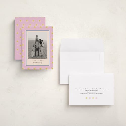 This is a gumdrop petite holiday cards with standard by Amy Kross called clayton printing on signature in petite