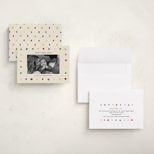 This is a eggnog petite holiday cards with standard by Amy Kross called ernestine printing on signature in petite