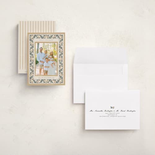 This is a ginger petite holiday cards with standard by Ana de Sousa called botanical heirloom printing on signature in petite