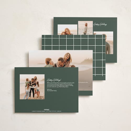 This is a pine petite holiday cards with standard by Kacey Kendrick Wagner called wonderful year printing on recycled smooth signature in petite