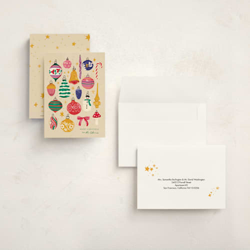 This is a ginger petite holiday cards with standard by Joanna Rosado called deck the hall printing on signature in petite
