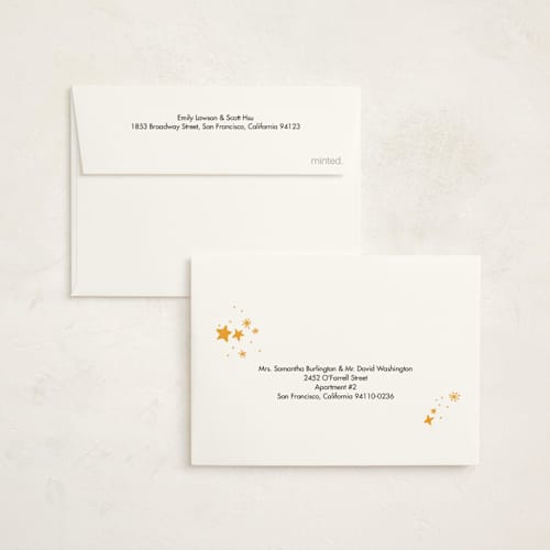 This is a ginger petite holiday cards with standard by Joanna Rosado called deck the hall printing on signature in petite