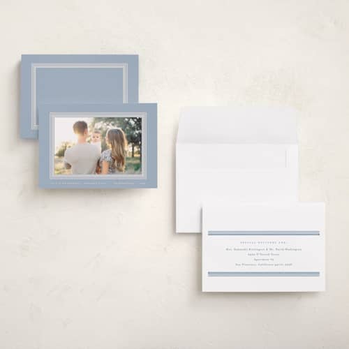 This is a cornflower petite holiday cards with standard by Blustery August called it's a wonderful, blessed life printing on signature in petite