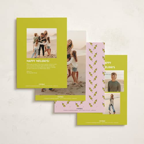 This is a chartreuse petite holiday cards with standard by Claudia Orengo called tini printing on signature in petite