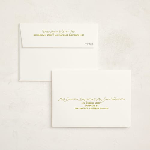 This is a chartreuse petite holiday cards with standard by Claudia Orengo called tini printing on signature in petite