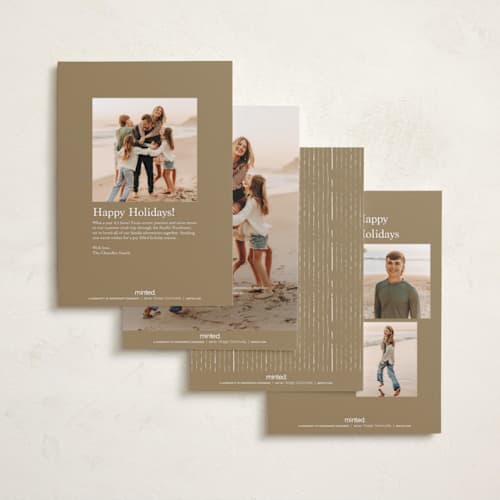 This is a cashew petite holiday cards with standard by Stacey Meacham called at a glance printing on recycled smooth signature in petite