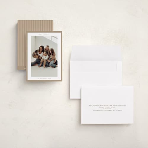 This is a gingerbread petite holiday cards with standard by JoAnn Jinks called modern border printing on signature in petite