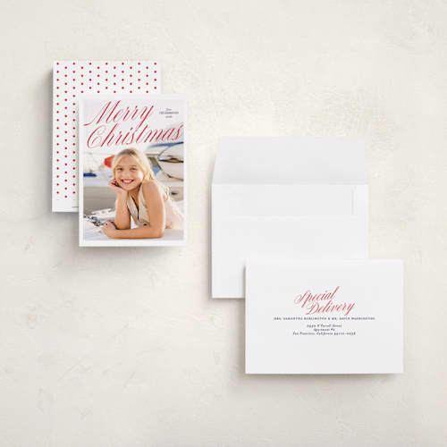 This is a berry petite holiday cards with standard by Maja Cunningham called holiday classic printing on signature in petite