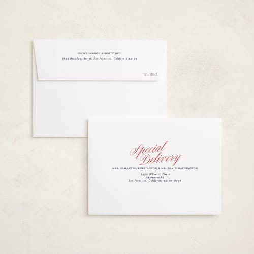This is a berry petite holiday cards with standard by Maja Cunningham called holiday classic printing on signature in petite