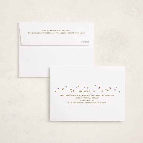 This is a gumdrop petite holiday cards with standard by Ellen Schlegelmilch called fallen confetti printing on signature in petite