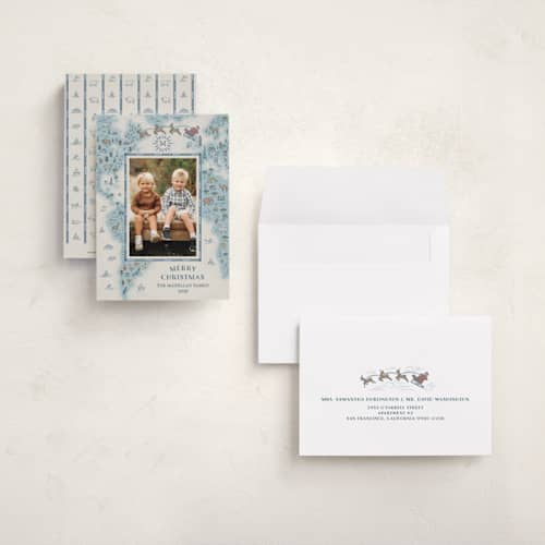 This is a ocean petite holiday cards with standard by Paper Sun Studio called santa's map printing on signature in petite