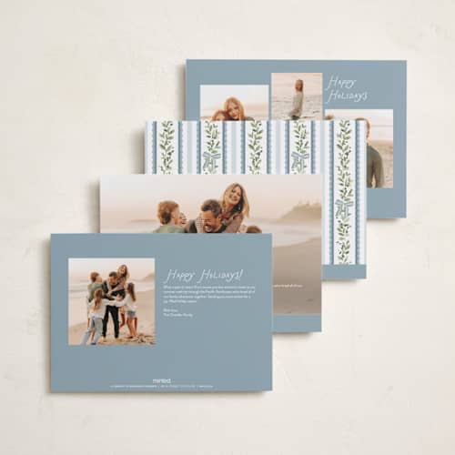 This is a glacier petite holiday cards with standard by Everett Paper Goods called stripe ribbon printing on signature in petite