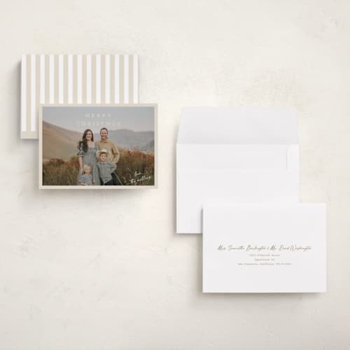 This is a vanilla petite holiday cards with standard by Kasia Labocki called homebound printing on signature in petite