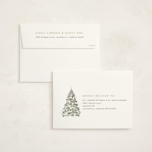This is a coal foil pressed holiday cards with foil pressed by Leah Bisch called winter sparkle printing on signature in standard