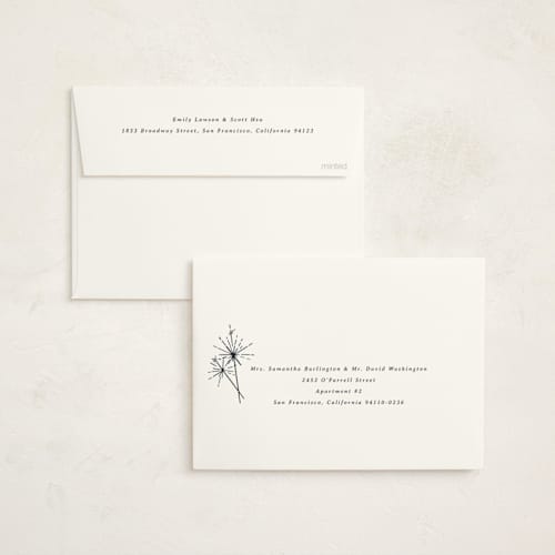 This is a midnight foil pressed holiday cards with foil pressed by Paula Pecevich called sparkling new year printing on signature in standard