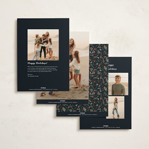 This is a holly berry foil pressed holiday cards with foil pressed by Susan Moyal called greenery tree printing on signature in standard
