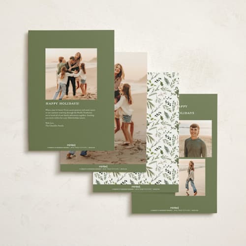 This is a pine foil pressed holiday cards with foil pressed by Susan Moyal called christmas bow printing on signature in standard