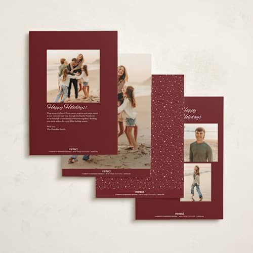 This is a cranberry foil pressed holiday cards with foil pressed by Paper Sun Studio called the night before christmas printing on signature in standard