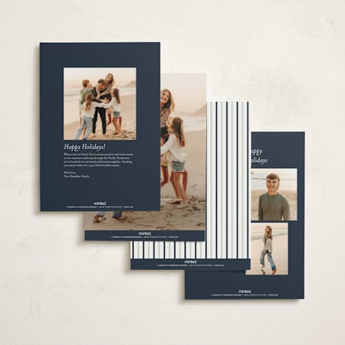 This is a navy foil pressed holiday cards with foil pressed by Carolyn Nicks called legacy printing on signature in standard