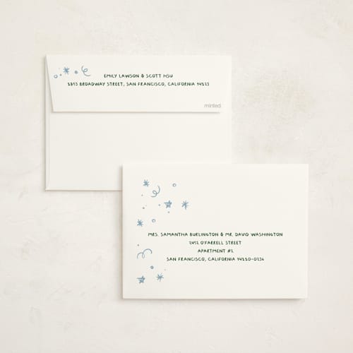 This is a marine foil pressed holiday cards with foil pressed by Inkblot Design called champagne sparkle printing on signature in standard