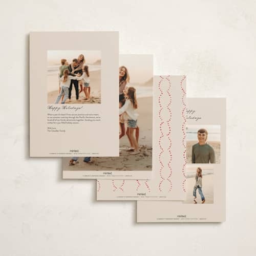 This is a eggnog foil pressed holiday cards with foil pressed by Rebecca Durflinger called cottage winter botanicals printing on signature in standard