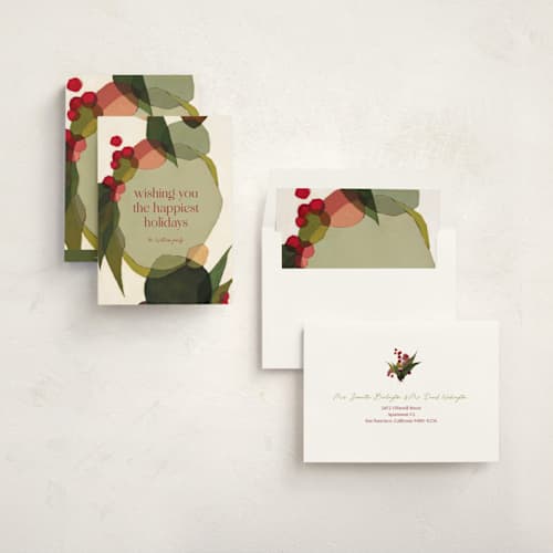 This is a spruce non photo holiday cards with standard by Wendy Keller called cirque printing on signature in standard