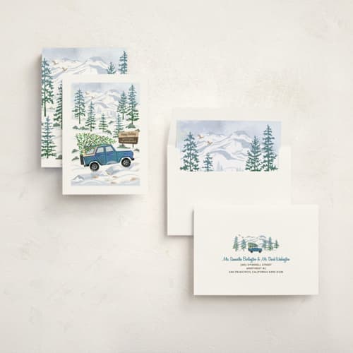 This is a blue spruce non photo holiday cards with standard by Paper Sun Studio called rocky road christmas printing on signature in standard