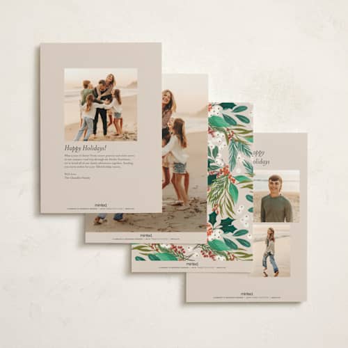 This is a buttercream non photo holiday cards with standard by Alethea and Ruth called foliage wreath printing on signature in standard