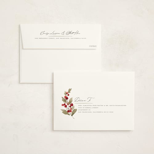 This is a garland non photo holiday cards with standard by Wildfield Paper Co called wild wreath printing on signature in standard