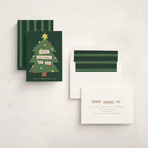 This is a garland non photo holiday cards with standard by Kercia Jane called christmas collage printing on signature in standard