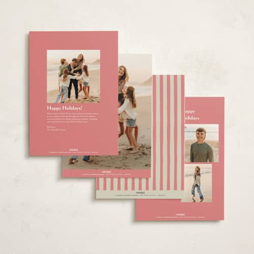 This is a coral non photo holiday cards with standard by Chris Griffith called holiday etching printing on signature in standard