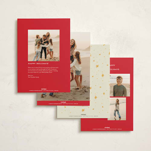 This is a scarlet non photo holiday cards with standard by Sarah Rosenthal called warm gingerbread printing on signature in standard