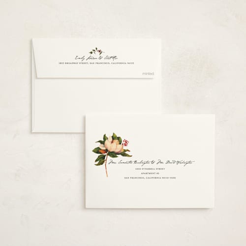 This is a wintermint non photo holiday cards with standard by Wendy Keller called magnolias printing on signature in standard