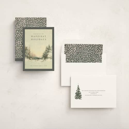 This is a juniper non photo holiday cards with standard by Wendy Keller called frosty morning printing on signature in standard