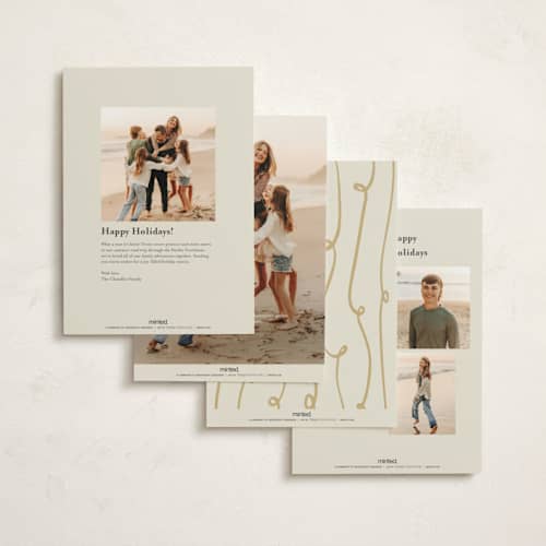 This is a golden non photo holiday cards with standard by Tamara Hilje called farmhouse tree printing on signature in standard