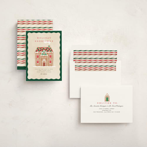This is a tradition non photo holiday cards with standard by Pixel and Hank called holiday greetings printing on signature in standard