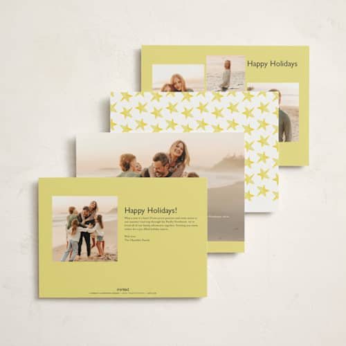 This is a pine non photo holiday cards with standard by Erin Deegan called simple tree printing on signature in standard