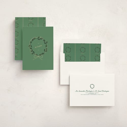 This is a pine non photo holiday cards with standard by Jen Ramsey called holiday pinecones printing on signature in standard