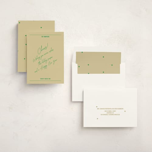 This is a jade non photo holiday cards with standard by Jen Ramsey called holiday note printing on signature in standard