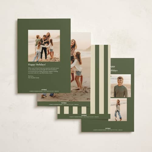 This is a stocking non photo holiday cards with standard by Creo Study called vintage script printing on signature in standard