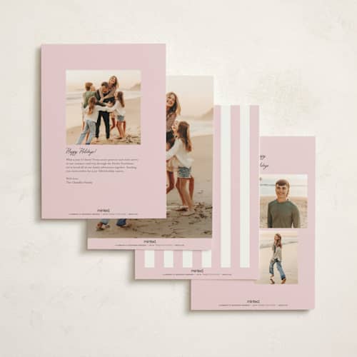 This is a rose non photo holiday cards with standard by Angela Garrick called curly font printing on signature in standard
