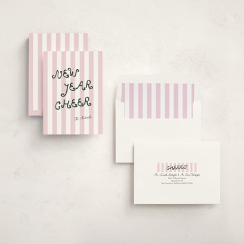 This is a rose non photo holiday cards with standard by Angela Garrick called curly font printing on signature in standard