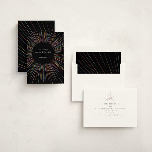 This is a disco non photo holiday cards with standard by Pixel and Hank called burst printing on signature in standard