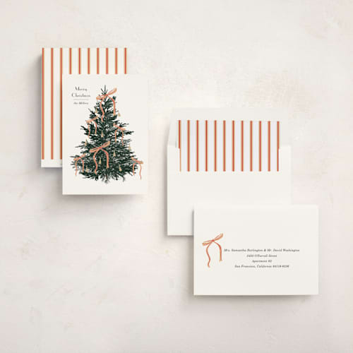 This is a snow non photo holiday cards with standard by Baumbirdy called bells and bows printing on signature in standard