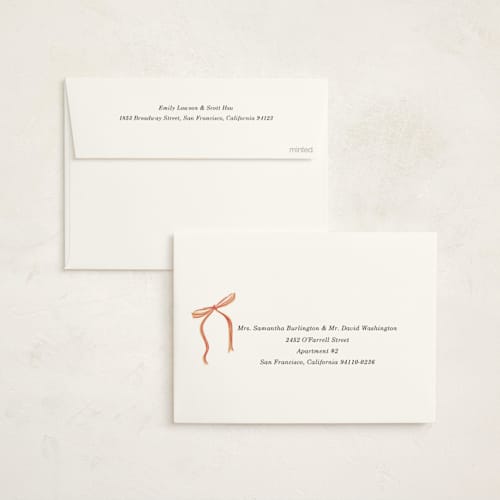 This is a snow non photo holiday cards with standard by Baumbirdy called bells and bows printing on signature in standard