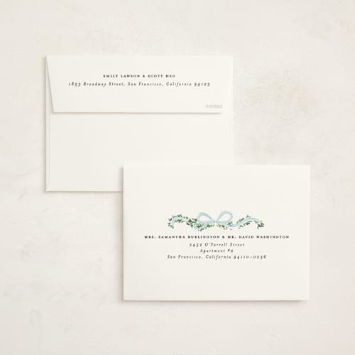 This is a frosty non photo holiday cards with standard by Itsy Belle Studio called vintage bow tree printing on signature in standard